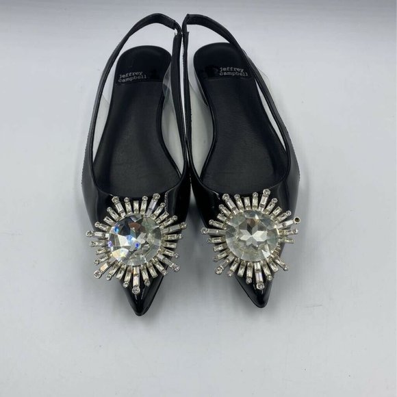 Jeffrey Campbell Shoes - Jeffrey Campbell Womens Delane Slingback Shoes Black Embellished Pointed Toe 6.5
